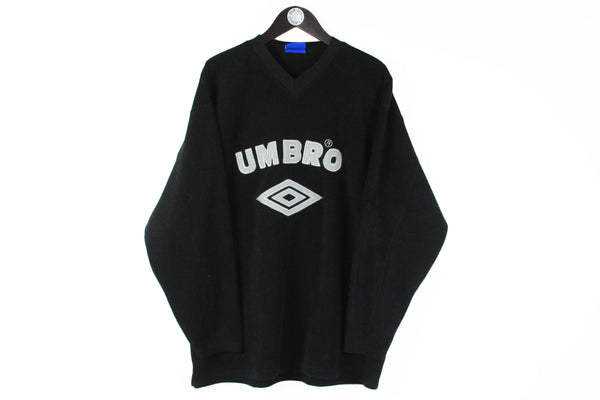 Vintage Umbro Terry Sweatshirt XLarge black big logo 90s retro style authentic UK jumper