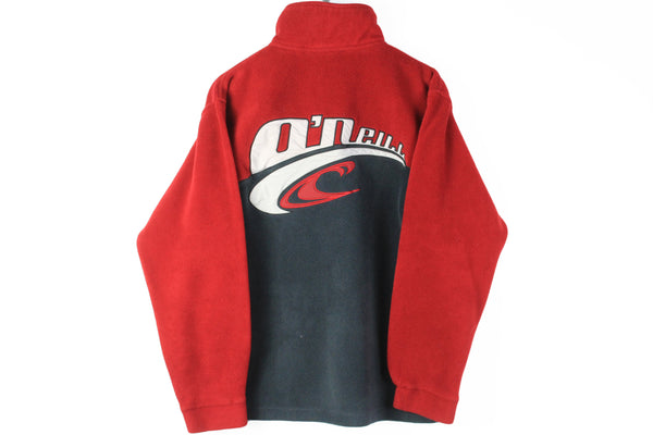 Vintage O'Neill Fleece 1/4 Zip Medium red gray big logo 00s retro sweater