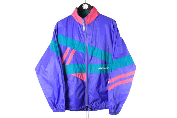 Vintage Adidas Jacket Small purple 90s retro windbreaker raincoat sport style multicolor 