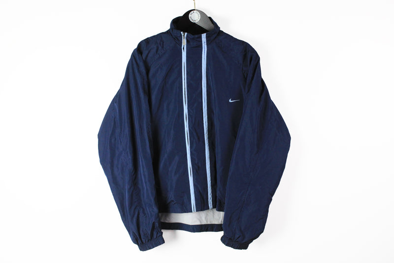 Vintage Nike Track Jacket Large  navy blue full zip 90s sport windbreaker