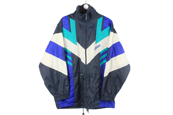 Vintage Adidas Jacket Medium windbreaker raincoat 90s blue classic retro sport style Germany classic