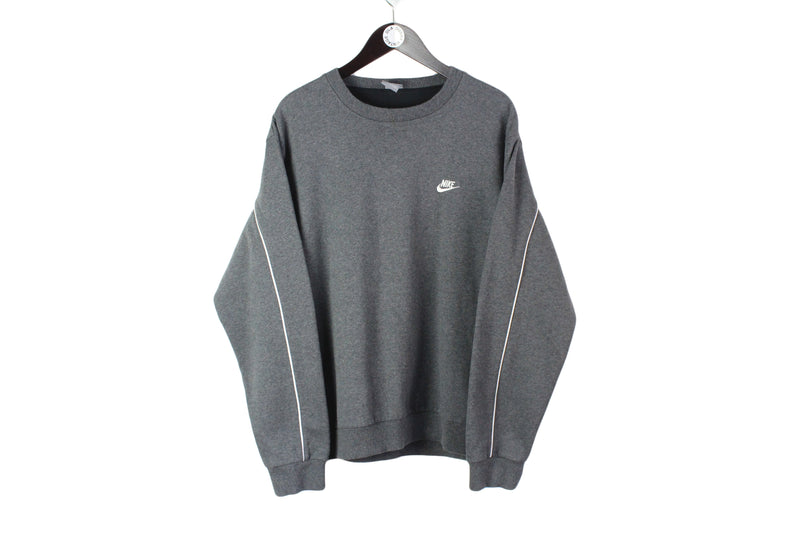 Vintage Nike Sweatshirt XLarge size men's oversize gray basic sport wear swoosh logo authentic athletic clothing 00's brand