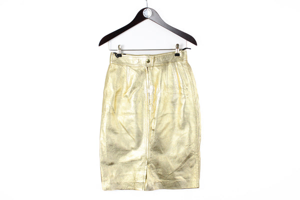 Vintage Escada by Margaretha Ley Skirt Women's 38 gold color shiny 90s made in Germany luxury classic style 