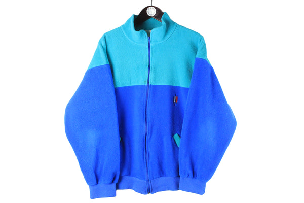 Vintage Fleece Full Zip Medium blue 90s retro sport style ski sweater