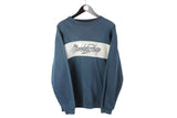 Vintage Reebok Sweatshirt Large size men's oversize sweat big logo blue pullover 90's style jumper long sleeve sport wear 