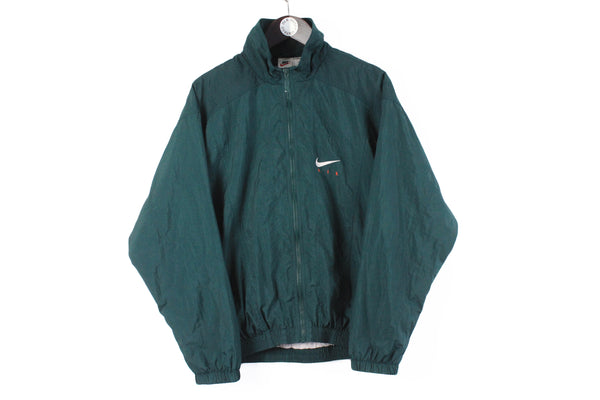 Vintage Nike Track Jacket Jacket Small / Medium green Air swoosh retro 90s sport windbreaker 