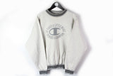 Vintage Champion Sweatshirt Medium big logo gray jumper USA style hip hop oversize