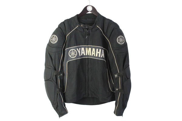 Vintage Yamaha Motor Jacket Large black big logo 90's motor style armored