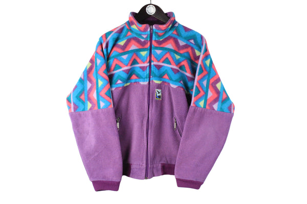 Vintage Salewa Fleece Full Zip Small purple 90s retro ski style outdoor sweater winter multicolor purple jumper