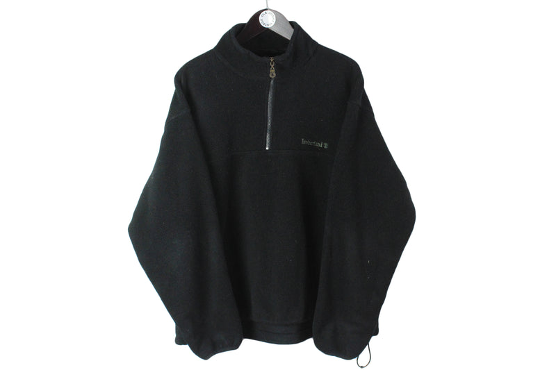 Vintage Timberland Fleece Large / XLarge size men''s 1/4 zip sweat warm winter outdoor clothing black basic pullover 90's mountain