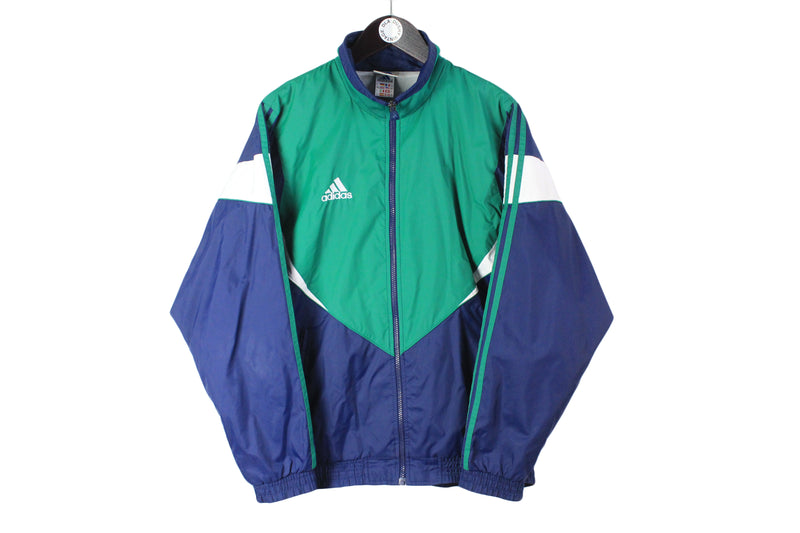 Vintage Adidas Tracksuit Medium / Large size men's track jacket and pants multicolor retro sport wear athletic style authentic rare item fitness clothing 90's windbreaker blue green