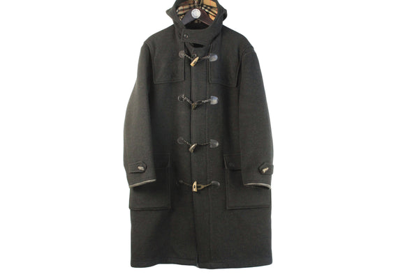 Vintage Burberrys Duffle Coat Large / XLarge black wool jacket 90s retro luxury made in England classic authentic 00s coat