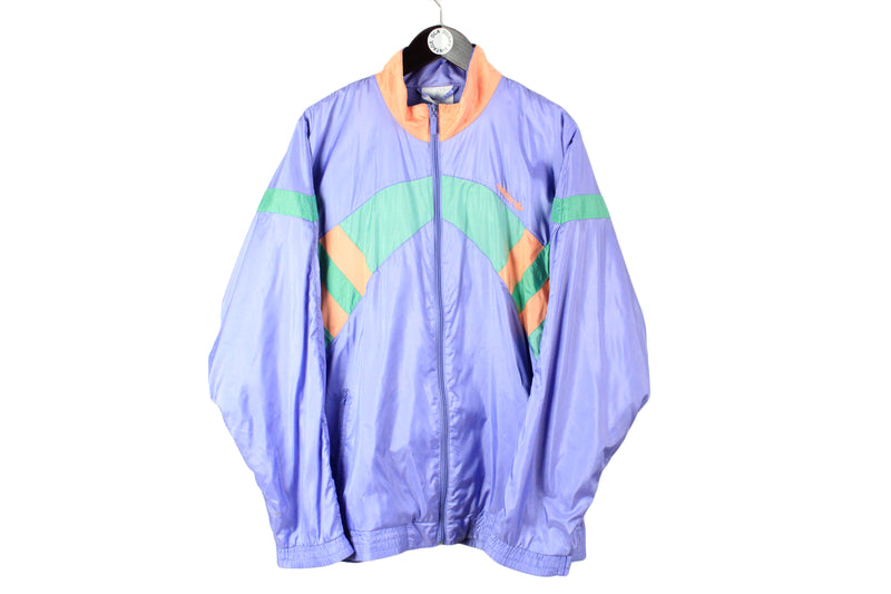 Vintage Adidas Tracksuit XLarge size men's track jacket and pants multicolor retro sport wear athletic style authentic rare item fitness clothing 90's windbreaker purple 