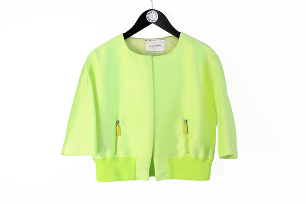 Vintage Longchamp Blazer Jacket Women's Small green cape authentic luxury neon green acid color
