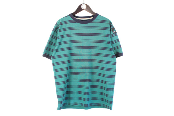 Vintage Adidas Equipment T-Shirt Large green blue small patch logo 90s retro sport cotton shirt