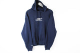 Vintage Umbro Hoodie Medium navy blue big logo 90's style hooded jumper