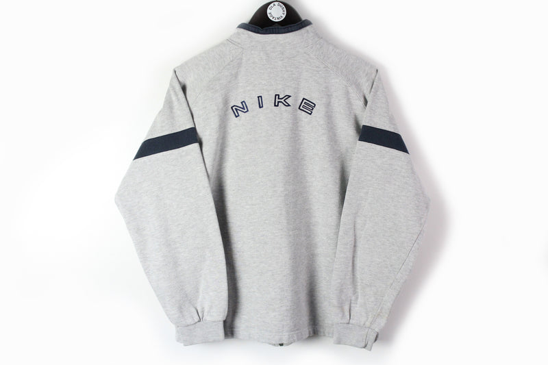 Vintage Nike Full Zip Sweatshirt Small gray big logo 90s sport retro style sweatshirt