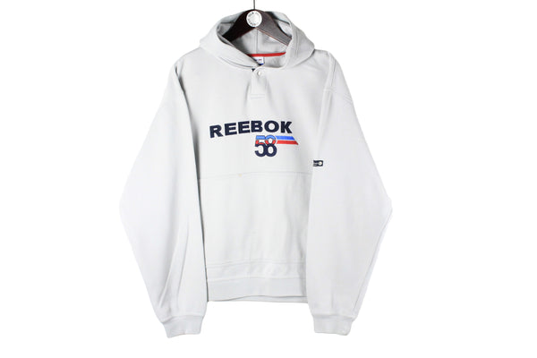 Vintage Reebok Hoodie Large white big logo 90s retro hooded jumper