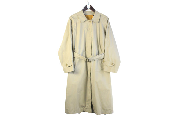 Vintage Burberrys Trench Coat Women's Large gray beige 90s retro made in England luxury classic jacket