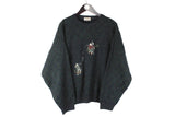 Vintage Gabicci Sweater XLarge retro human pattern made in England Golf jumper 90s 80s pullover