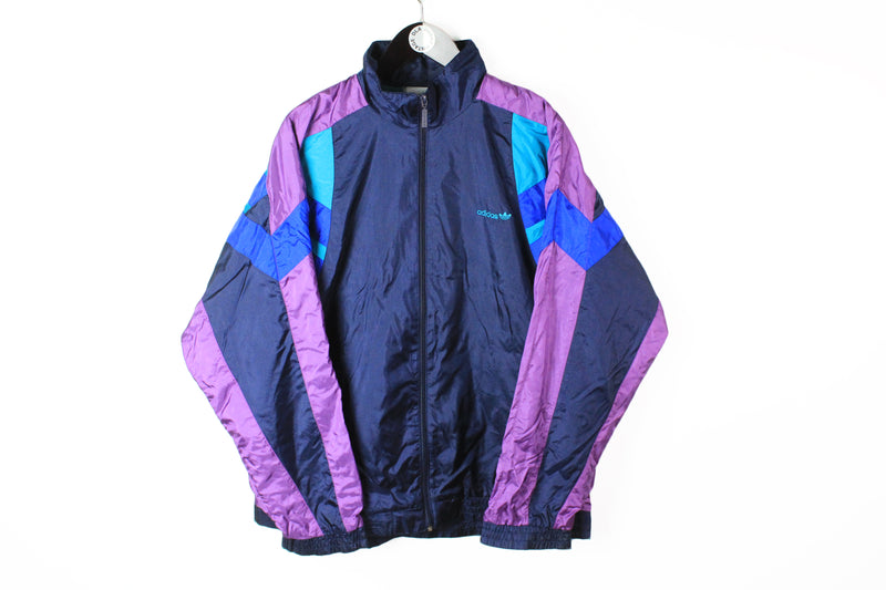 Vintage Adidas Track Jacket Large purple 90's sportswear style windbreaker retro clothing athletic Germany techno style