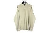 Vintage Timberland Sweatshirt 1/4 Zip XLarge beige 90s retro USA small logo casual work wear 