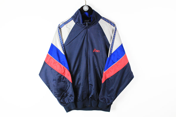Vintage Asics Track Jacket XLarge blue small logo athletic polyester jacket