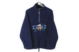 Vintage Disney Fleece Small size men's Mickey Mouse big logo warm ourdoor sweat half zip sweatshirt navy bllue long sleeve sweater