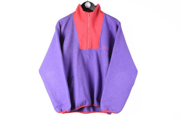 Vintage Fleece 1/4 Zip Medium purple pink 90s retro style bright sweater