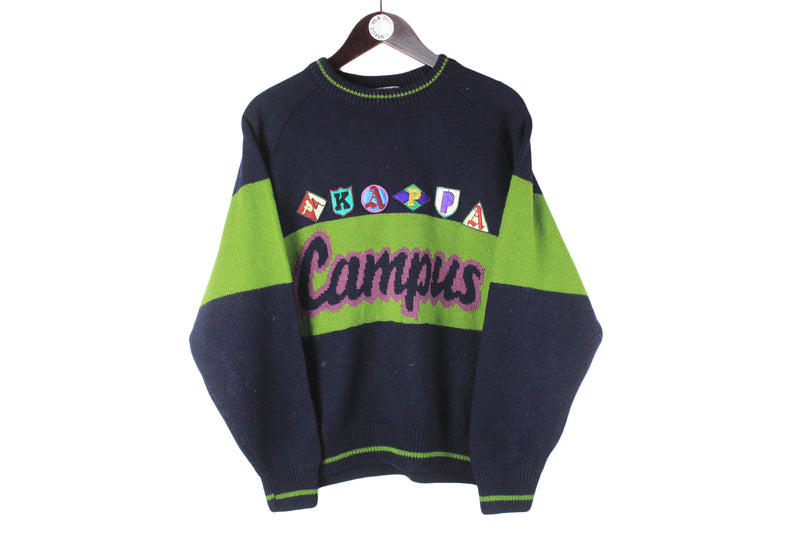 Vintage Kappa Sweater Small Campus crewneck big logo 90s retro rare pullover oversize style