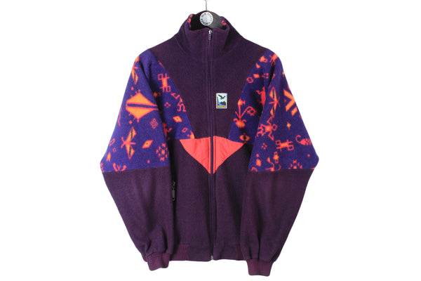 Vintage Salewa Fleece Small size men's full zip sweatshirt warm winter outdoor style retro bright clothing 90's jacket purple magic colors