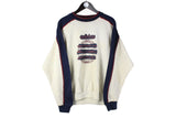 Vintage Adidas Sweatshirt Medium / Large big logo beige 90s retro sport style planet three stripes jumper