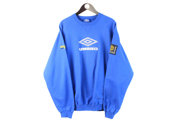 Vintage Umbro Sweatshirt XLarge big logo crewneck blue 90s sport jumper rare UK brand