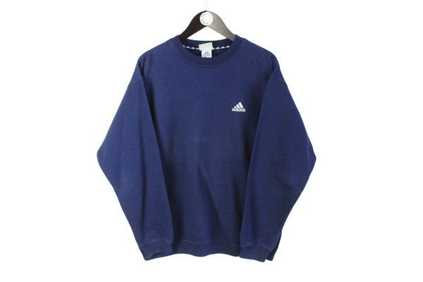 Vintage Adidas Sweatshirt Medium / Large navy blue 90's small logo crewneck retro jumper