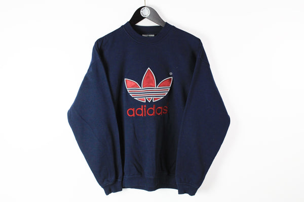 Vintage Adidas Sweatshirt Large blue big logo 90s sport jumper retro wear