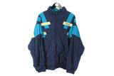 Vintage Adidas Track Jacket XLarge navy blue 90's full zip sport windbreaker