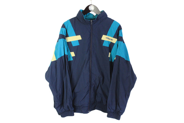 Vintage Adidas Track Jacket XLarge navy blue 90's full zip sport windbreaker