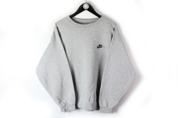 Vintage Nike Sweatshirt Medium gray 90s sport oversize small logo jumper