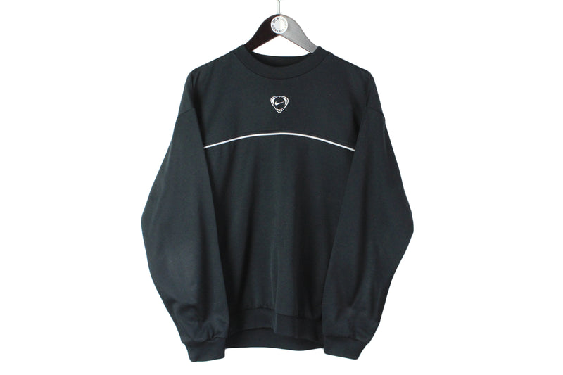 Vintage Nike Sweatshirt Medium size men's black basic pullover small front logo long sleeve crewneck unisex wear