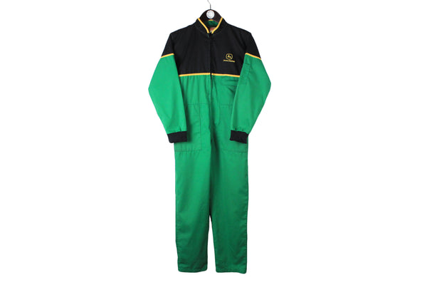 Vintage Dickies John Deere Coveralls Women's Small work wear 90's retro style green black overall