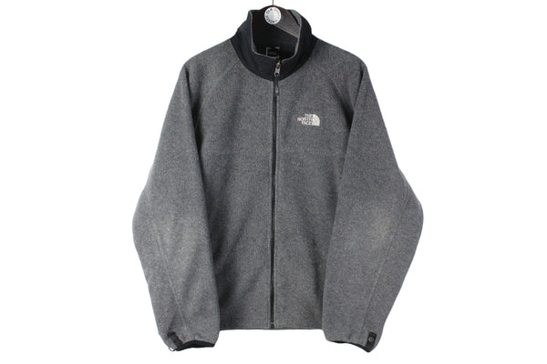 The North Face Fleece Full Zip Medium gray 00s authentic classic outdoor sweater small logo jumper