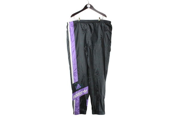 Vintage Adidas Track Pants XLarge / XXLarge black big logo Team 90s retro sport style trousers classic 