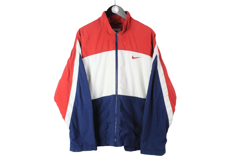 Vintage Nike France Track Jacket Large / XLarge size men's full zip windbreaker multicolor sport wear authentic athletic oversize 90's style