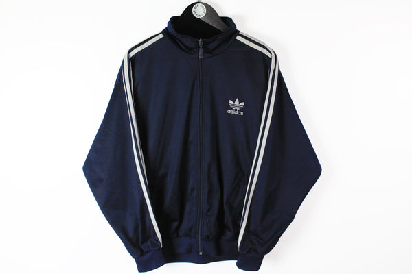 Vintage Adidas Track Jacket Medium / Large navy blue classic 3 stripes sport athletic jacket