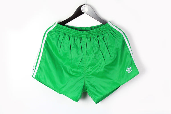 Vintage Adidas Shorts XLarge green 90s white sport style retro wear nylon shorts