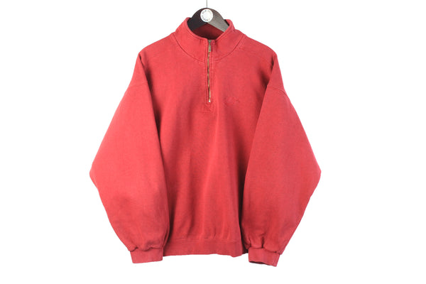 Vintage Nike Sweatshirt 1/4 Zip Large red small logo 90s retro sport jumper oversize shirt