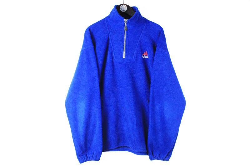 Vintage Adidas Fleece 1/4 Zip XXLarge blue 90s big logo retro style winter sport sweater