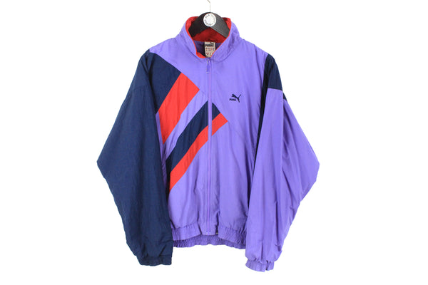 Vintage Puma Track Jacket Medium purple 90's windbreaker retro style rave techno jacket