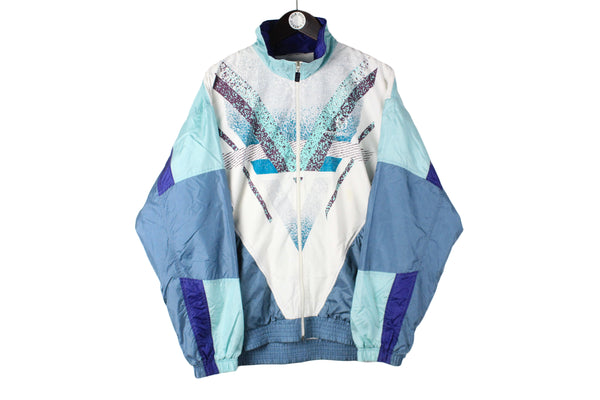 Vintage Sergio Tacchini Track Jacket XLarge tennis abstract pattern blue colorway 90s retro sport windbreaker