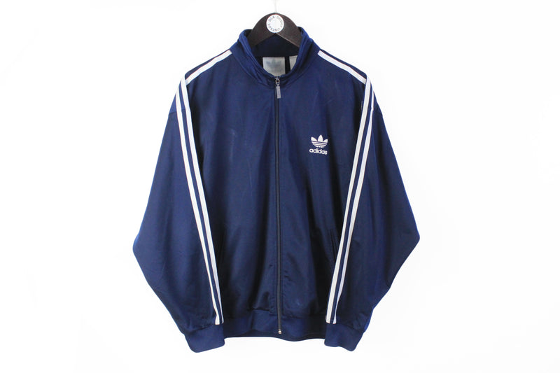 Vintage Adidas Track Jacket Medium navy blue 90's windbreaker retro style classic 